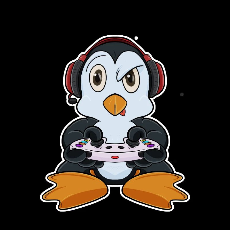 Penguin With Gaming Controller I Funny Gaming I
