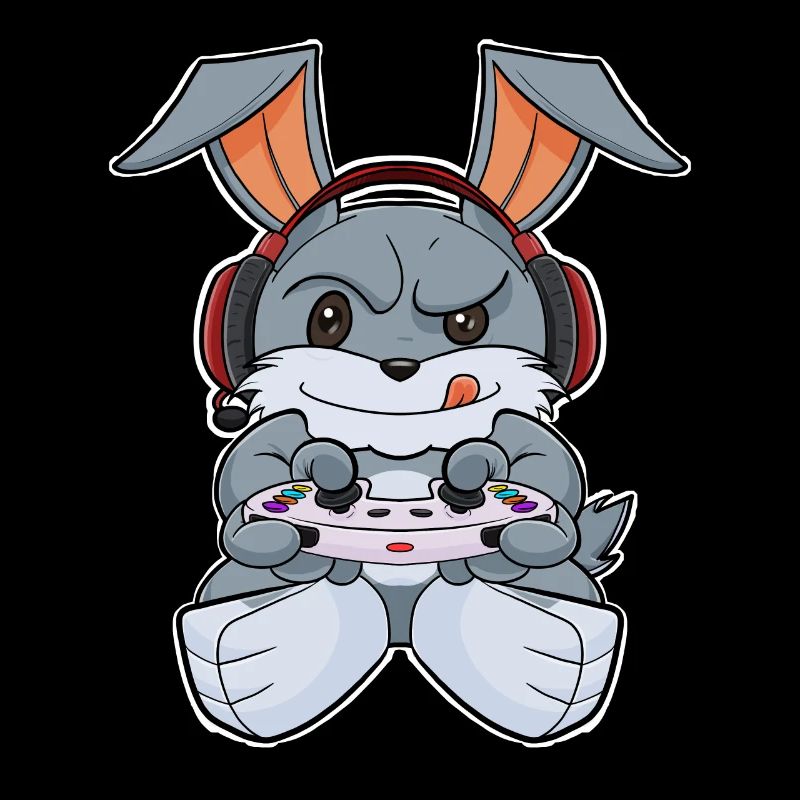 Rabbit With Gaming Controller I Funny Gaming