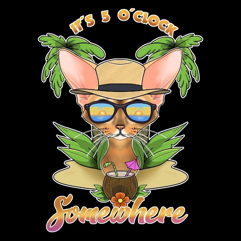 It Is 5 OClock Somewhere Drinking Abyssinian Cat