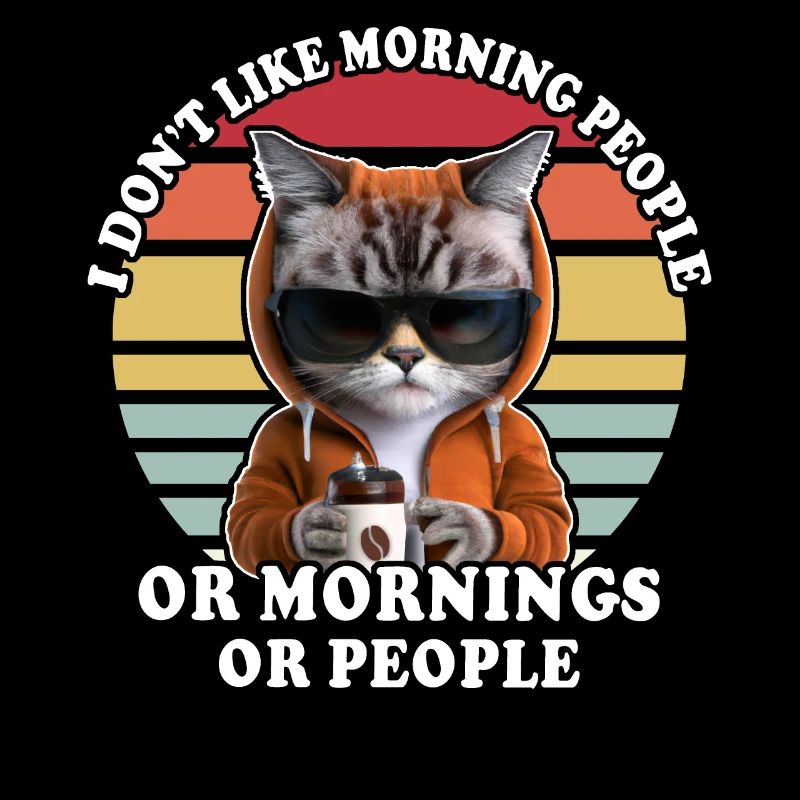 Cat drinks coffee Morning grouch