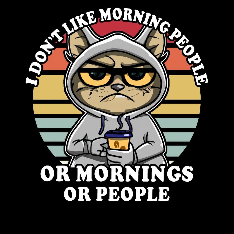 Chat boit café Grouch du matin