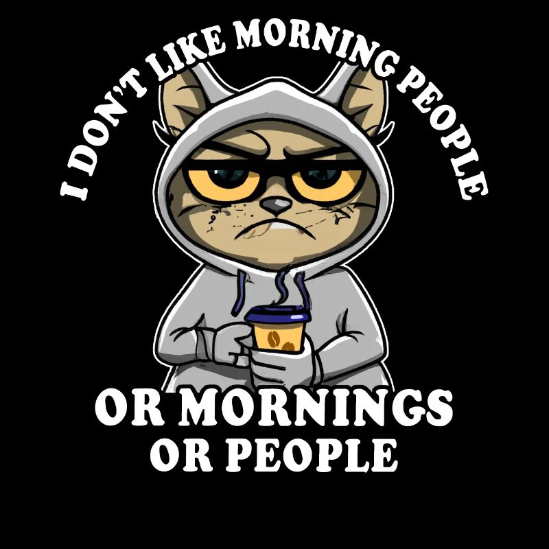 Morning grouch coffee drinker cat coffee