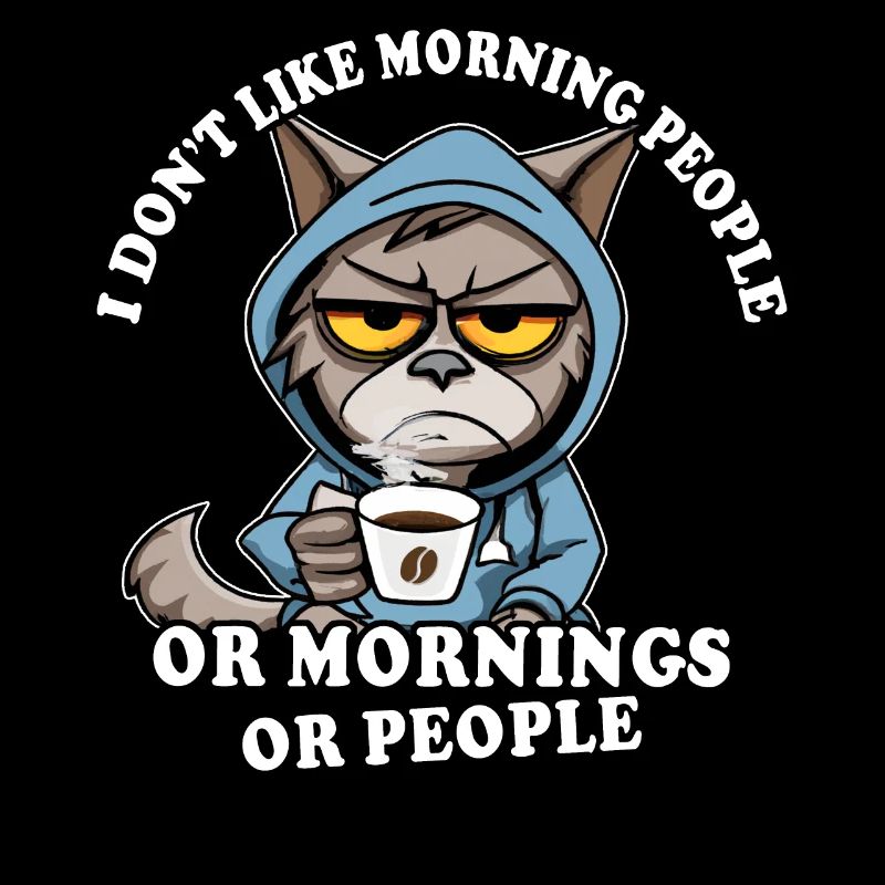 Morning grouch coffee drinker cat coffee