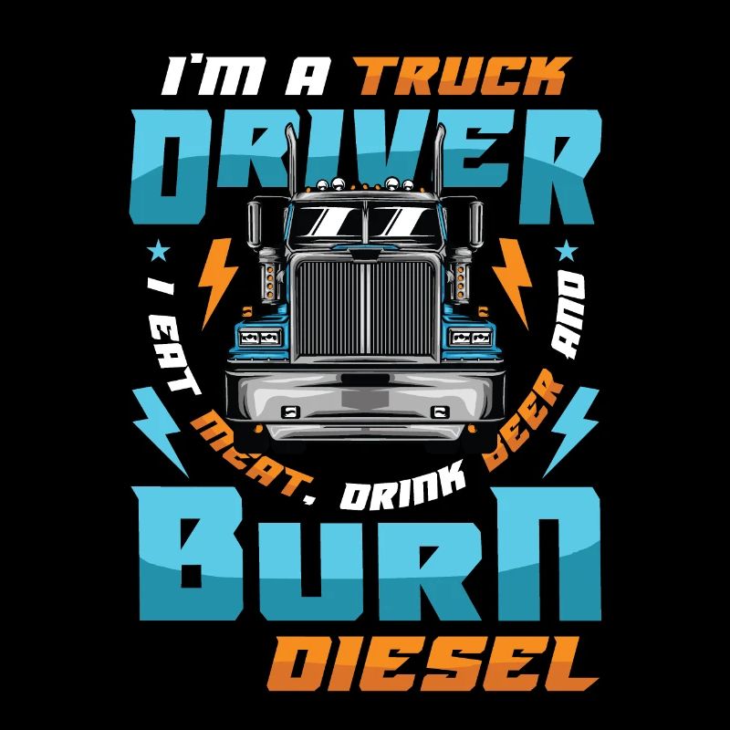 Truck driver eats meat and drinks beer