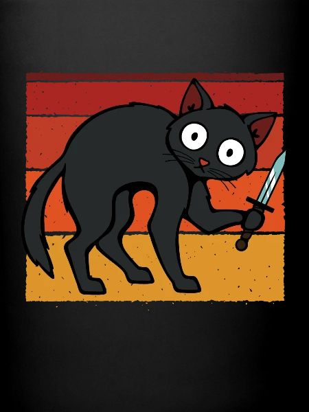Verrückte Katze mit Messer