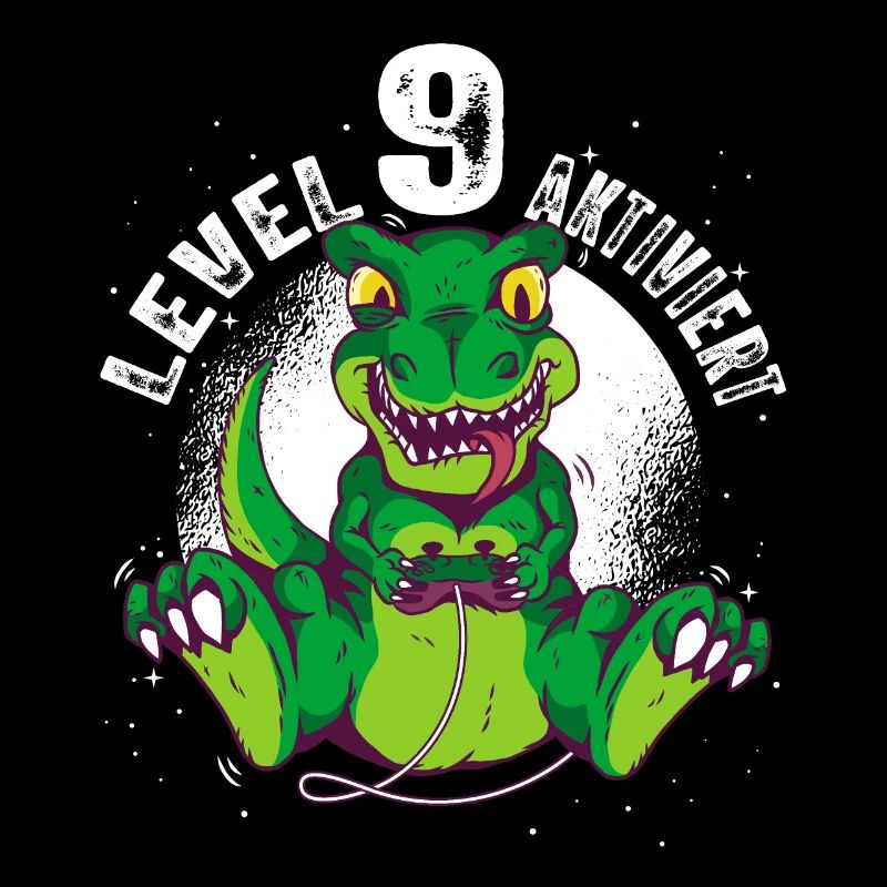 Level 9 Jahre alt, 9. Geburtstag Gamer Dino T-Rex
