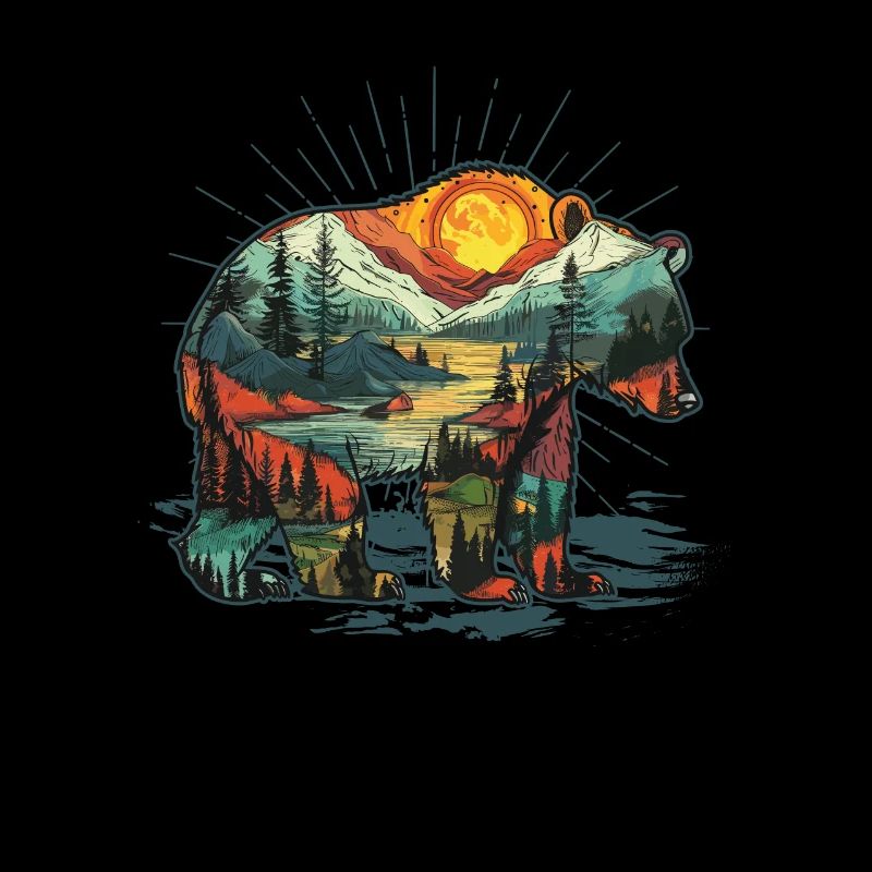 Wilderness Inside the Bear Retro Vintage
