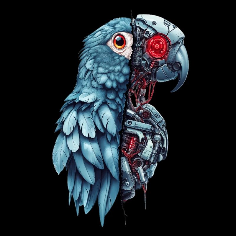 Drôle Robot Art Perroquet Cyborg Oiseau Perroquet