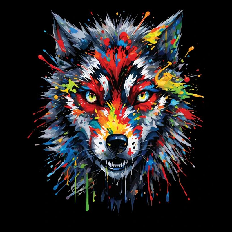 Wolf Liebhaber Wildtier Kunst Wolf Bunt Tier