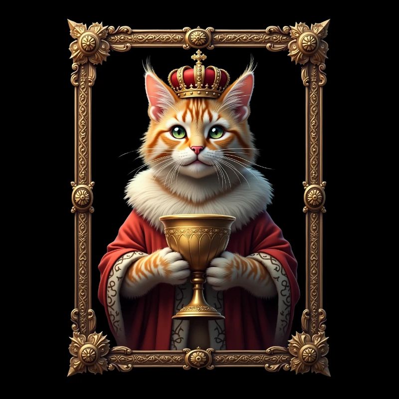 Mittelalter Katze im Bilderrahmen Kunst Krone