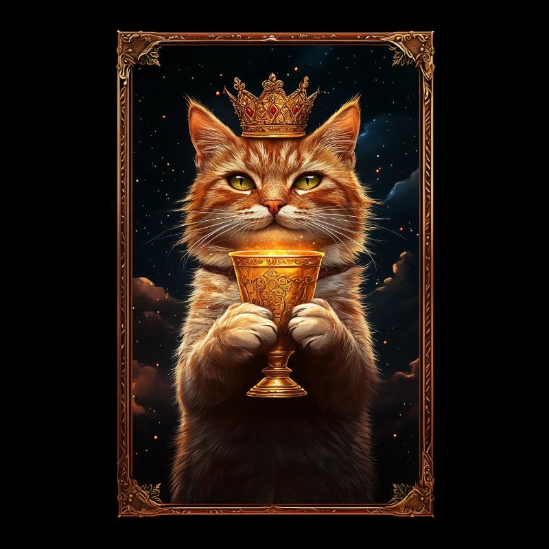 Mittelalter Katze im Bilderrahmen Kunst Krone