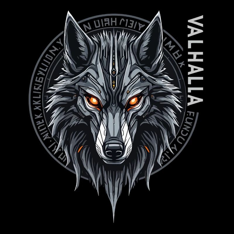 Norse Wolf Valhalla Rune Design
