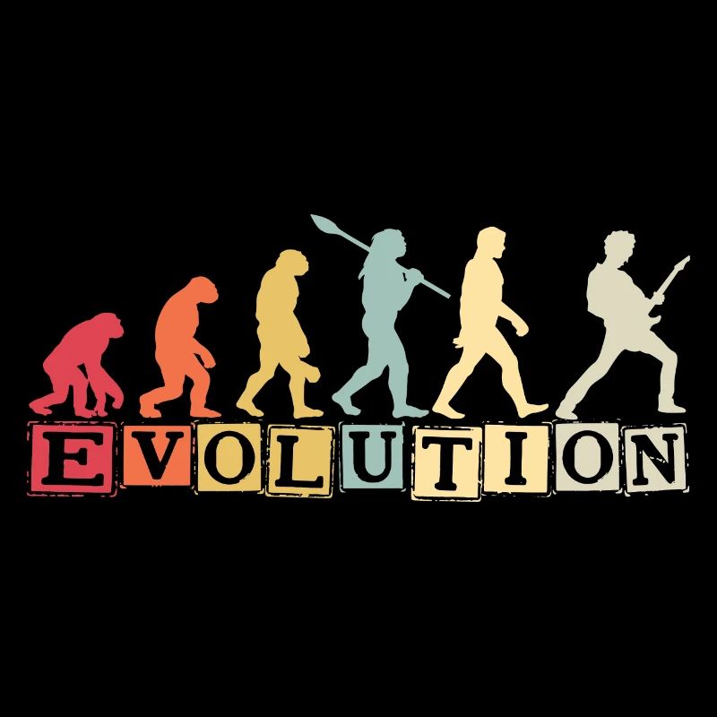 Human Evolution Guitar Band Retro Vintage