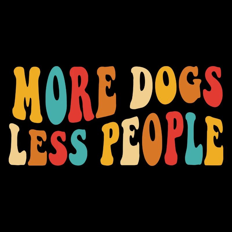 Plus de chiens, moins de gens - Design rétro groovy