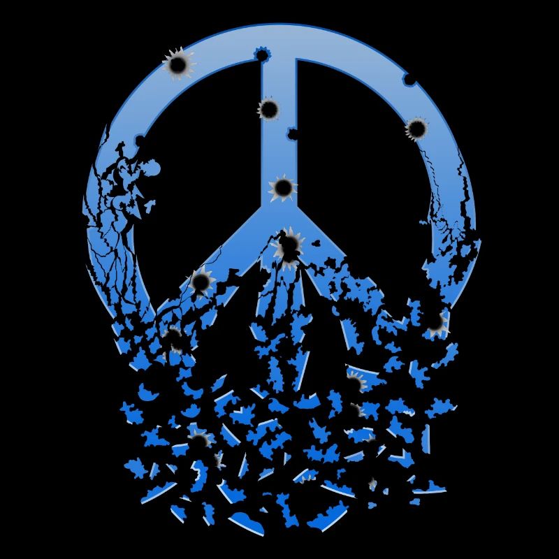 Blaues Friedenszeichen Einschusslöcher Zerfällt