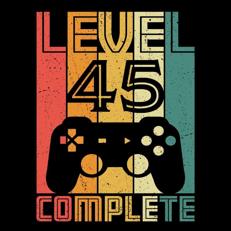 45th birthday Gamer Level 45 Complete 45 years