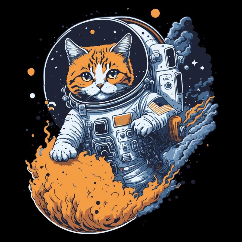 Illustration d’un chat dans une combinaison spatiale