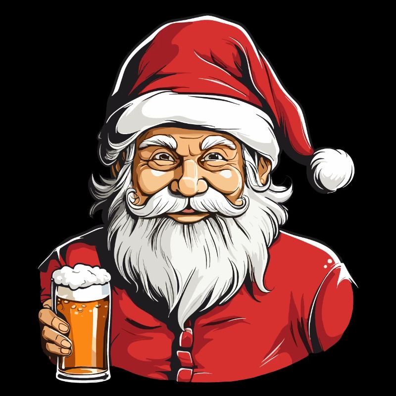 Père Noël buvant de la bière