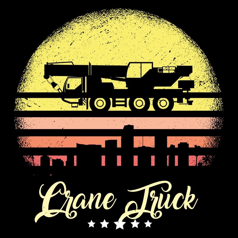 Crane Vehicle Vintage Construction Vehicles Retro Sunset