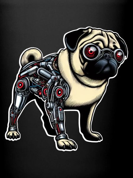 Dog Pug Robot Cyborg Red Eyes