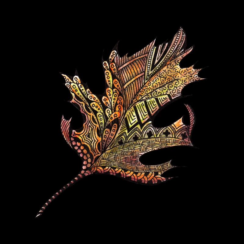 Herbstblatt Doodle Handgemalt