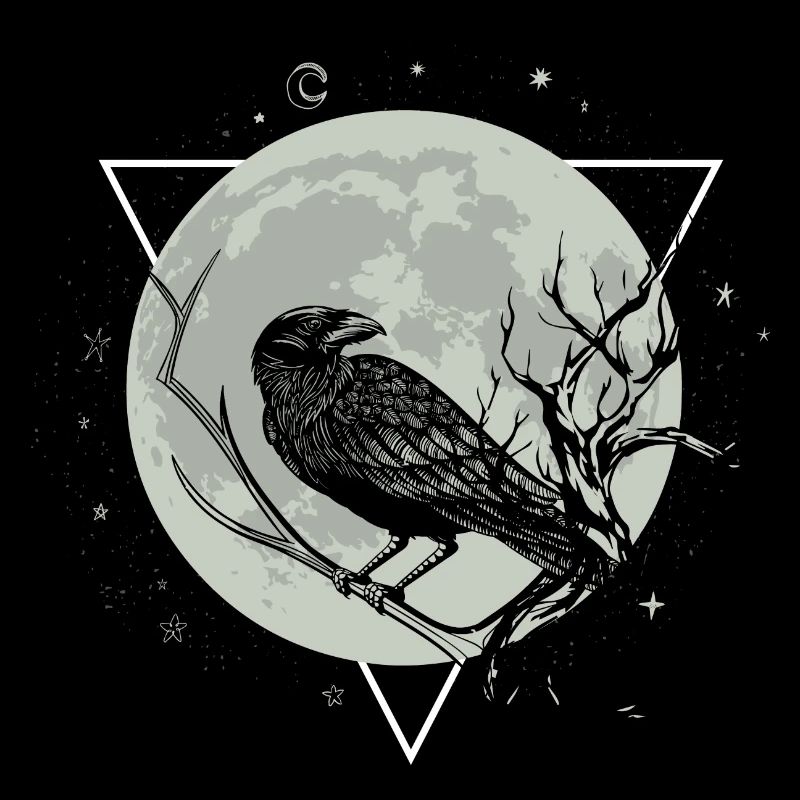 Krähe Mond Schwarze Schwarzer Rabe