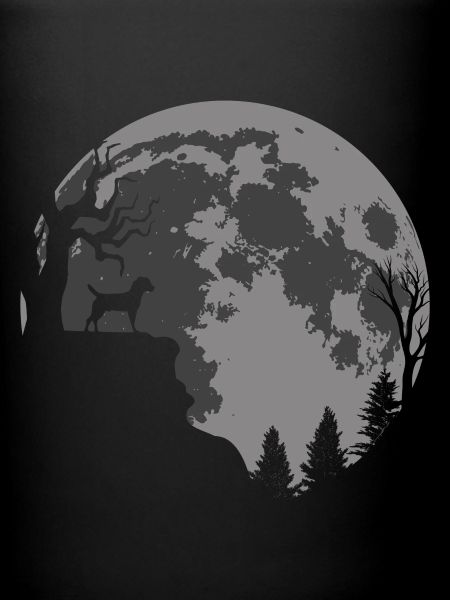 Heather Terrier Moon Silhouette