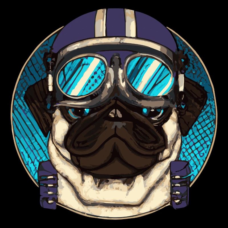 Retro-Mops-Pilot Hund Puppy