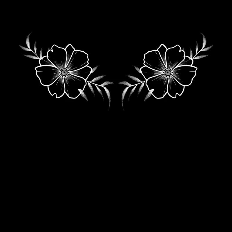 Floral White Line Art & Dotwork