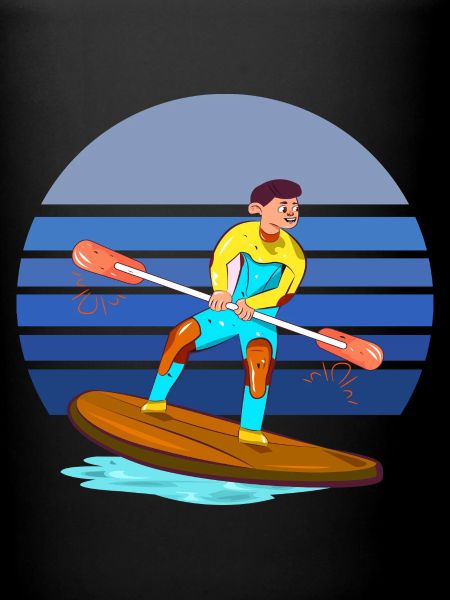 Paddleboarding Blue Retro
