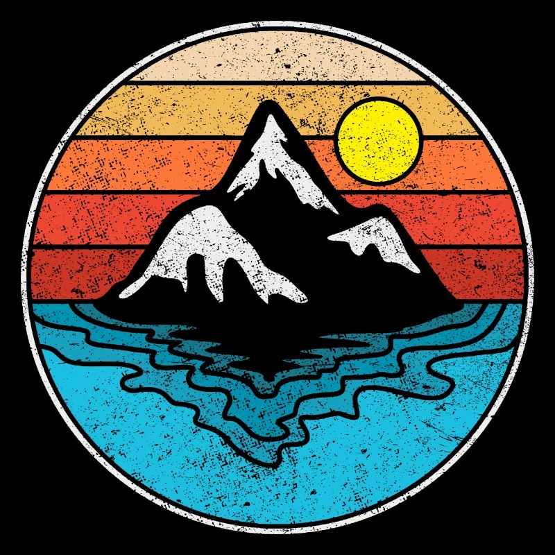 Sea Mountain mountains Retro Graphic