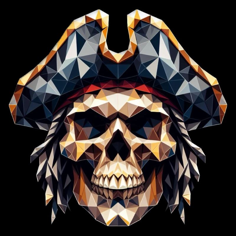 Ein cooler, bunter Totenkopf mit Pitatenhut