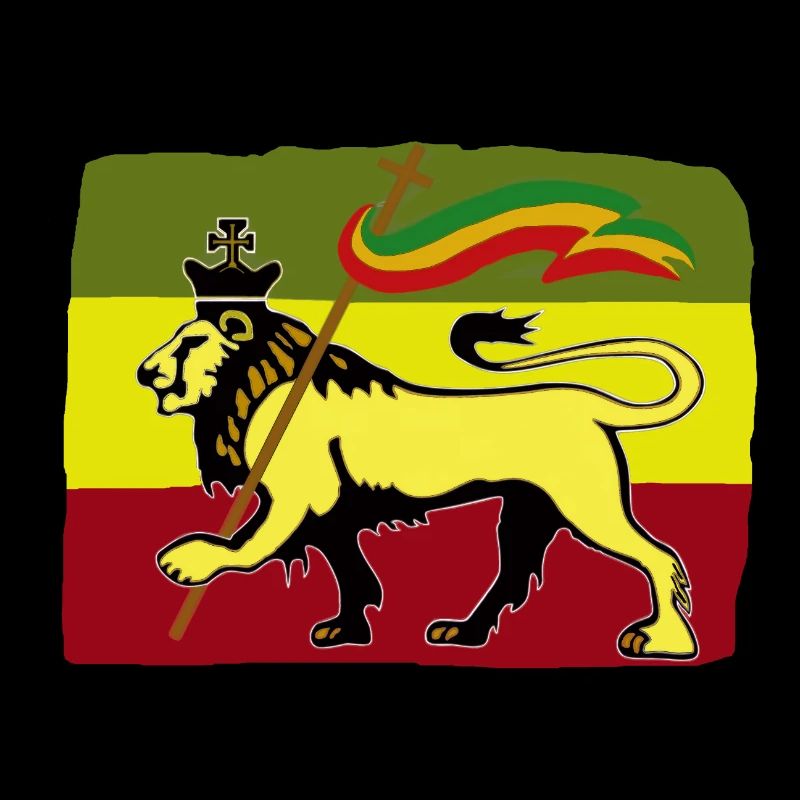 Lion reggae avec drapeau rasta