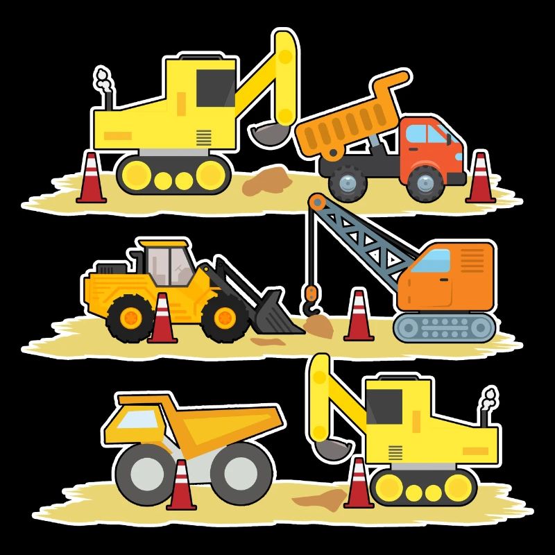 Excavatrice Chantier de construction Ouvrier de construction Camion de construction I Cadeau
