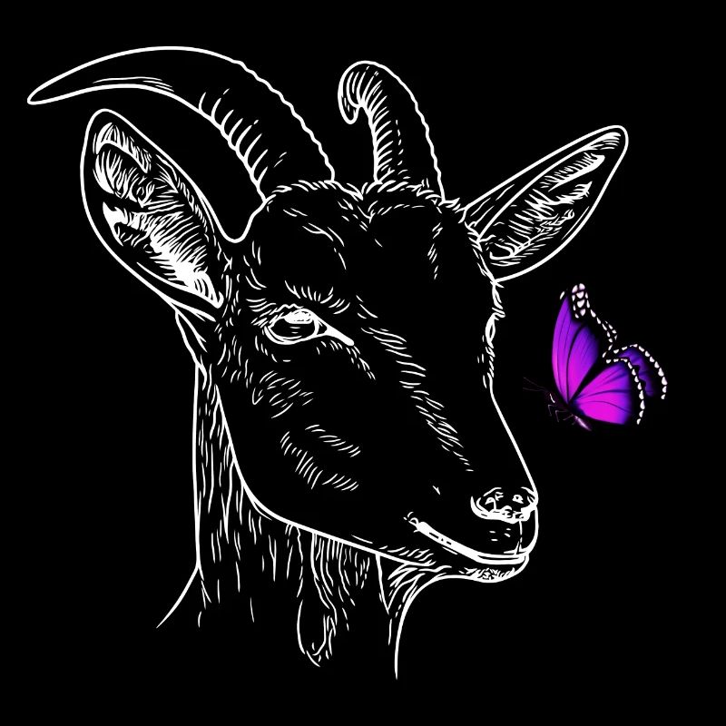 Goat with butterfly