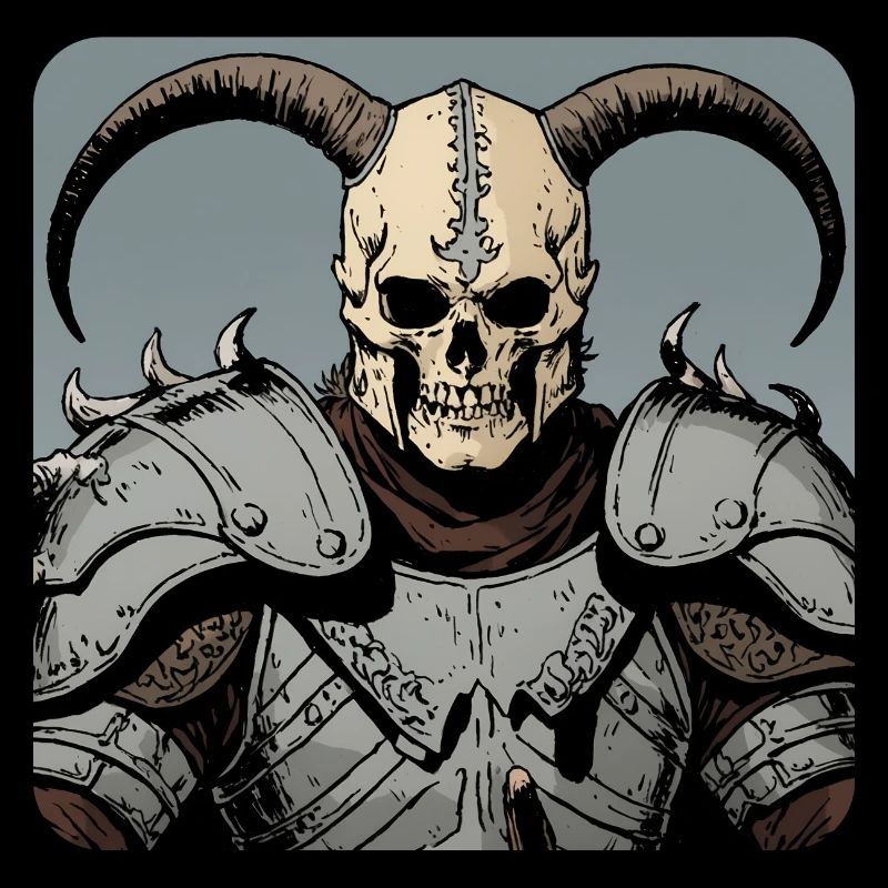 Guerrier viking avec masque de crâne et cornes