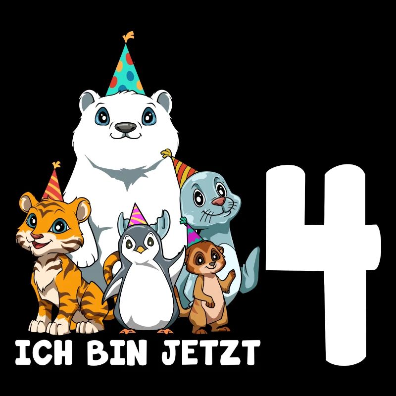4 Geburtstag Zoo Tier Kinder - 4 Jahre Junge