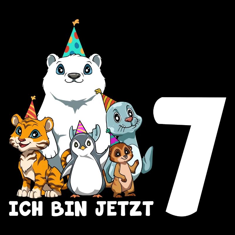 7 Geburtstag Zoo Tier Kinder - 7 Jahre Junge