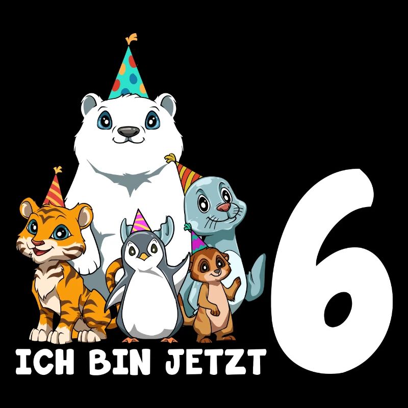 6 Geburtstag Zoo Tier Kinder - 6 Jahre Junge