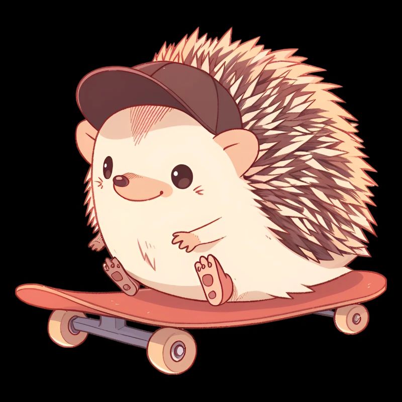 Cute hedgehog skating