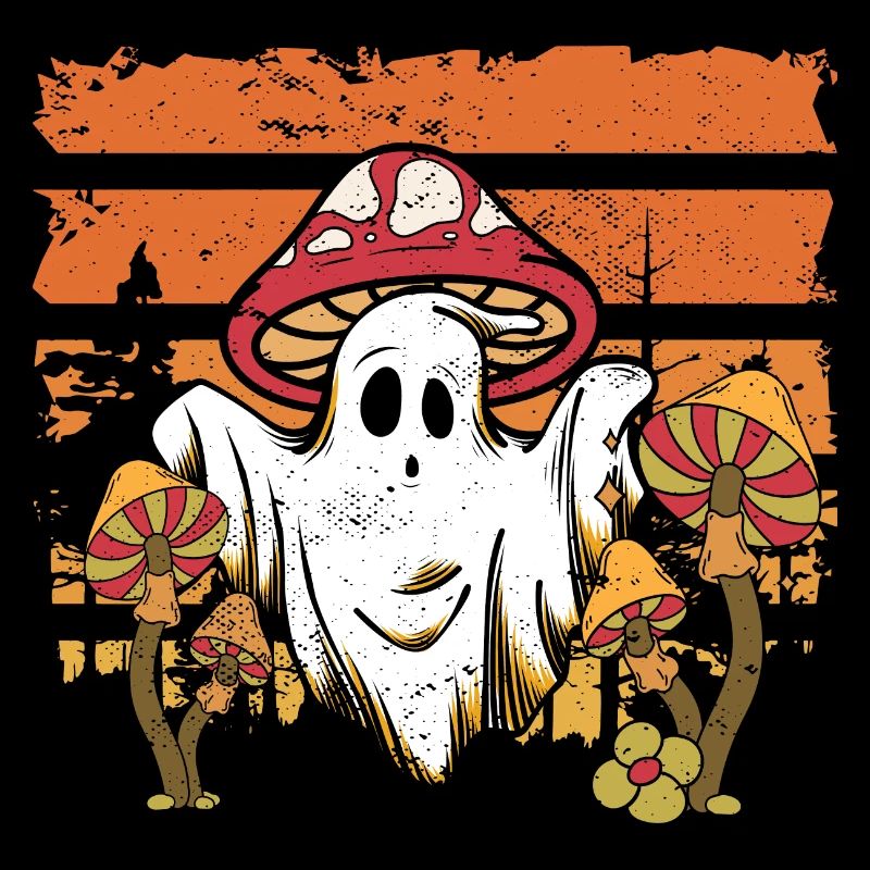 Spooky Season Forest Boo Ghost Mushroom