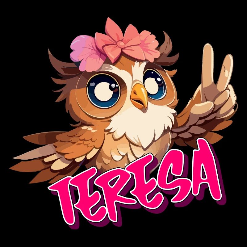 TERESA - Schöner Mädchen Name mit süßer EULE
