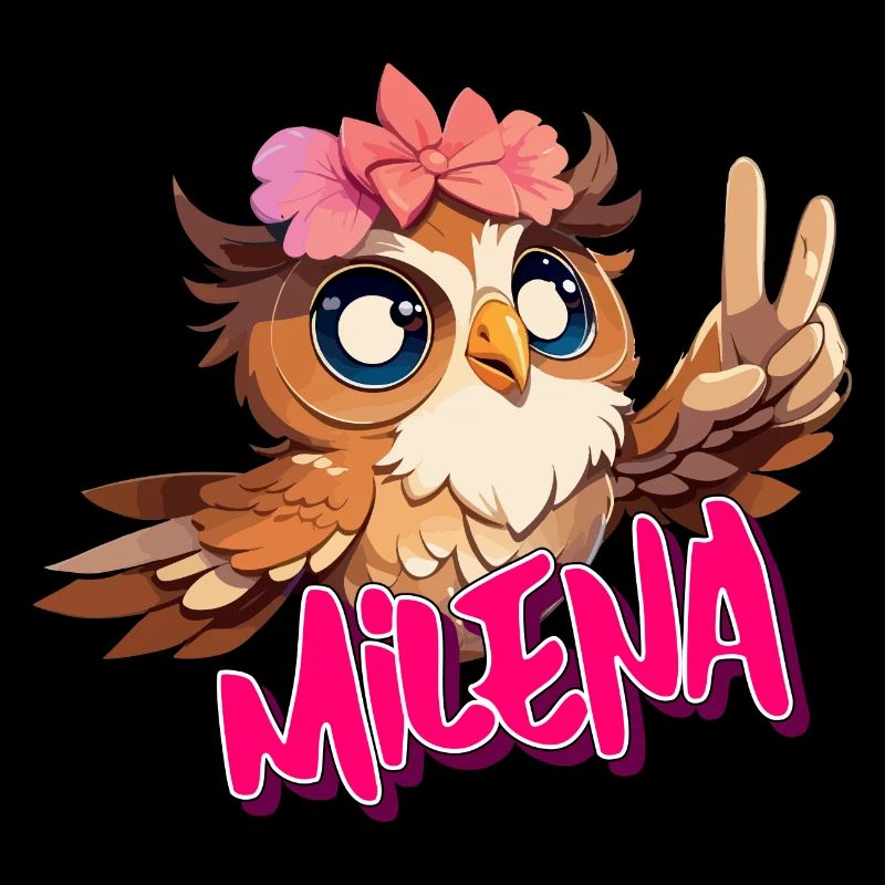 MILENA - Schöner Mädchen Name mit süßer EULE