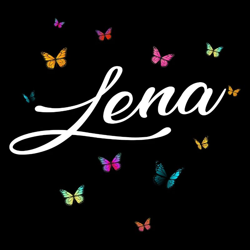 LENA - Mädchen Name mit bunten Schmetterlingen