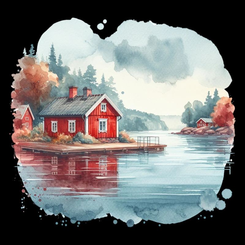 Suède maison Suède lac cadeau de vacances