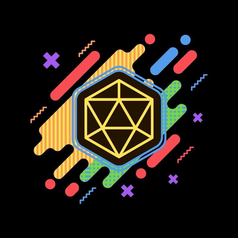 Buntes Retro-Polyeder-Würfel-Set Funky