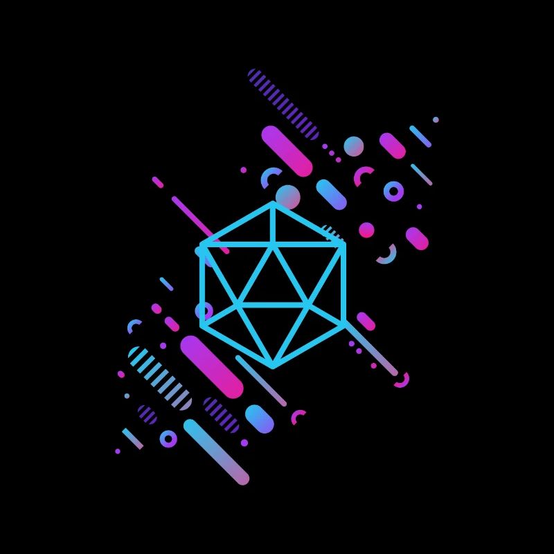 Bunte Funky Polyeder D20 Würfel Retro