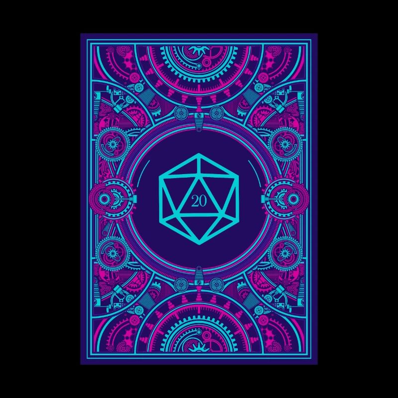 Synthwave Polyedral D20 Würfel Retrowave Steampunk