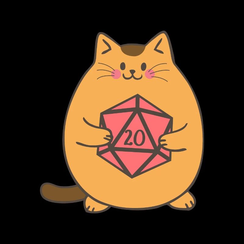 Fat Cat with D20 Dice Dungeon Kitties