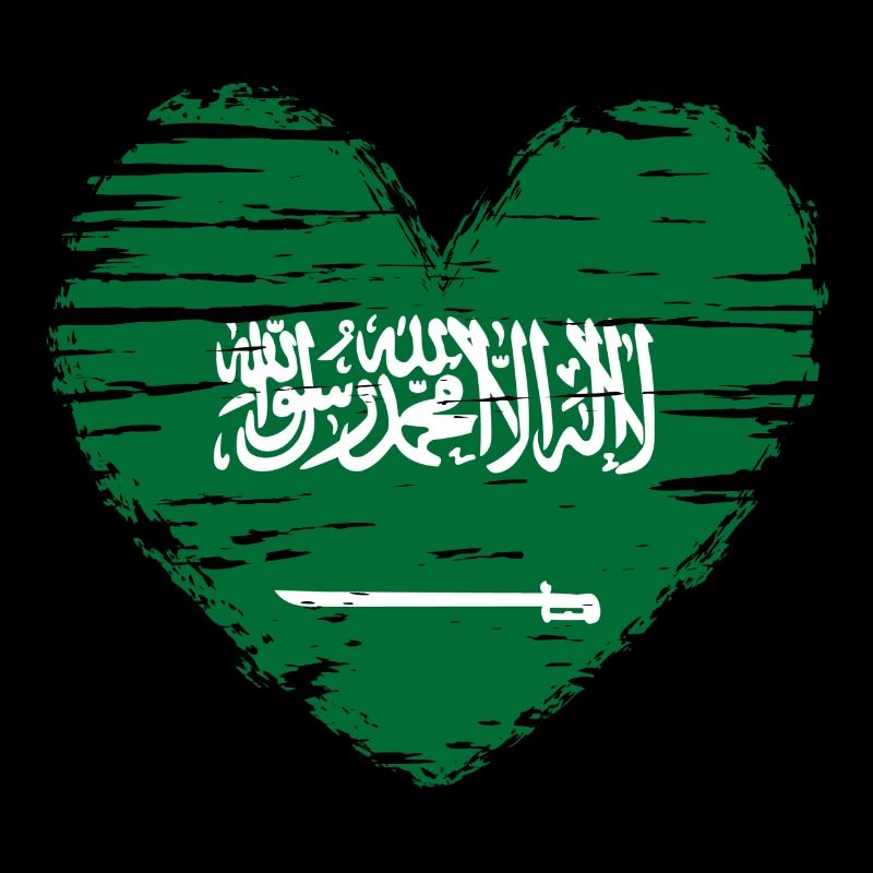 Arabie Saoudite coeur drapeau drapeau blason